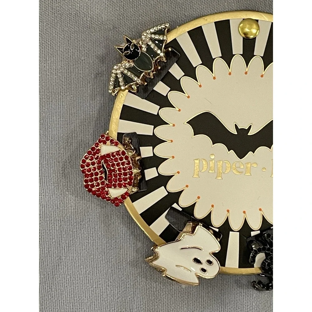 NEW Set of 6 Piper K Rhinestone Hair Claw Clips Halloween Ghost Bat Skull Fangs